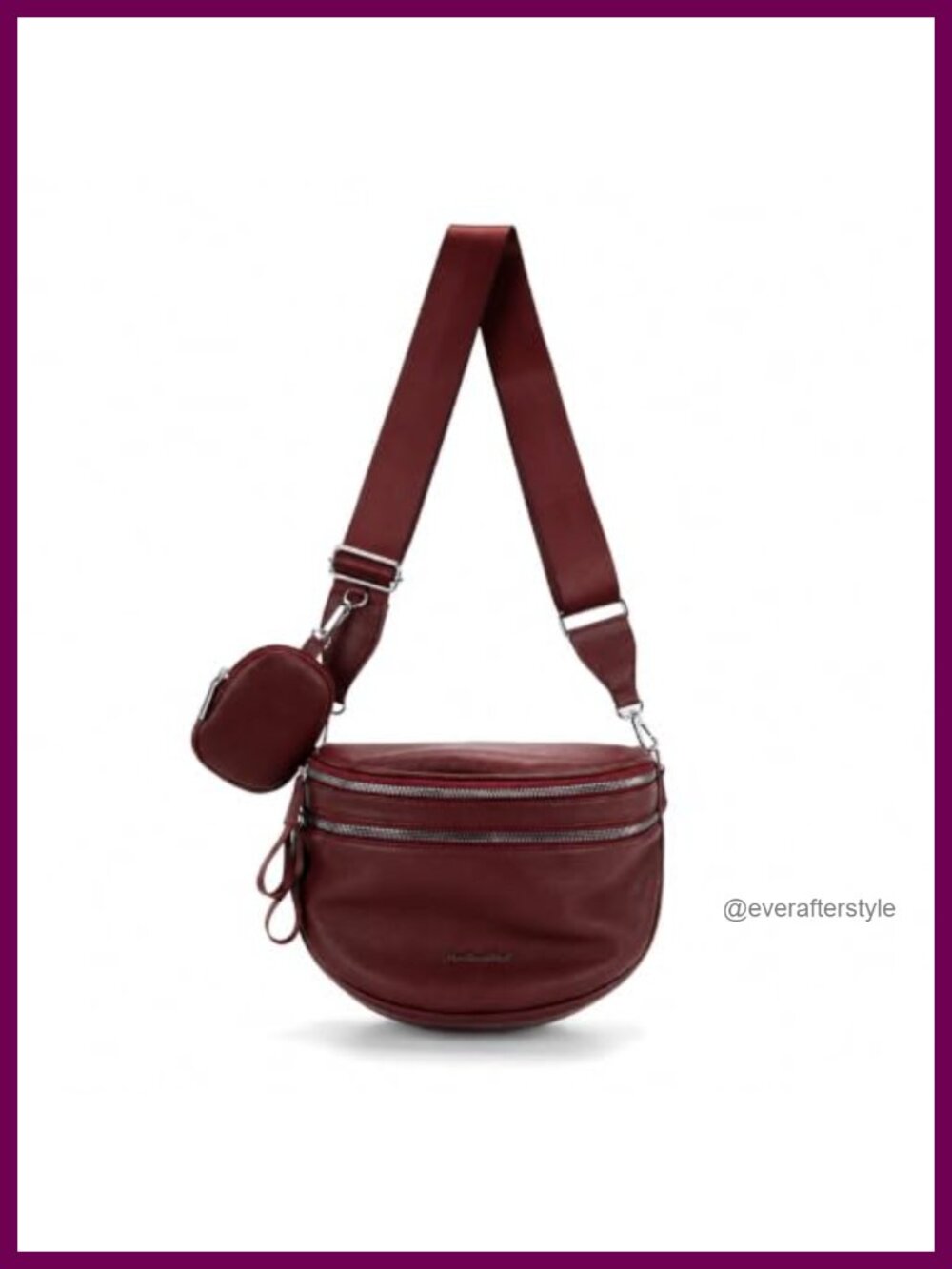 Crossbody Bum Bag Soft PU Leather Double Zip Purse